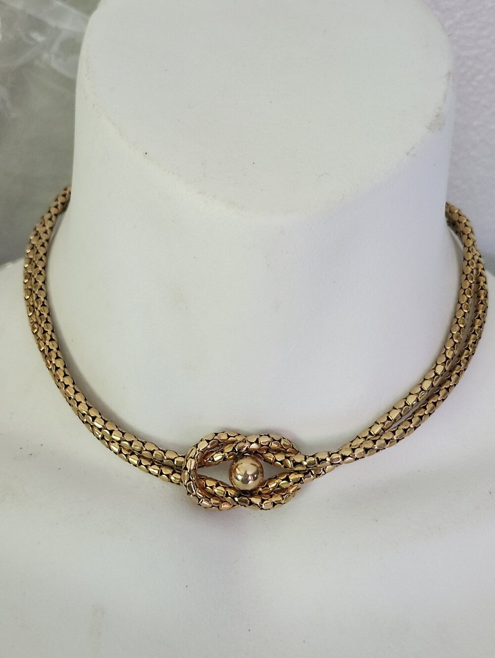 Vtg Bigney 12k Gold Filled Twisted Knot Choker Necklace